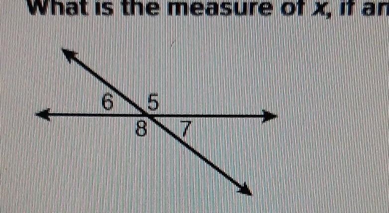 What is the measure of x if angle 6 equals 4x and angle 7 equals 2x + 34 112° 64° 17° 68°​-example-1