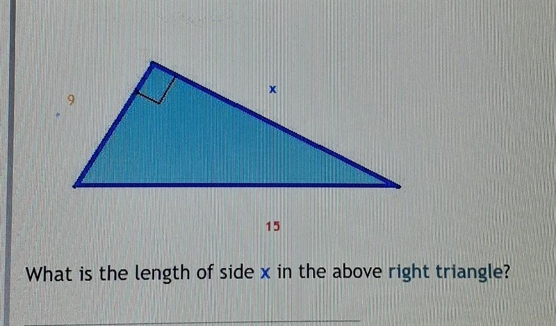 What is the length of side X in the above right triangle​-example-1