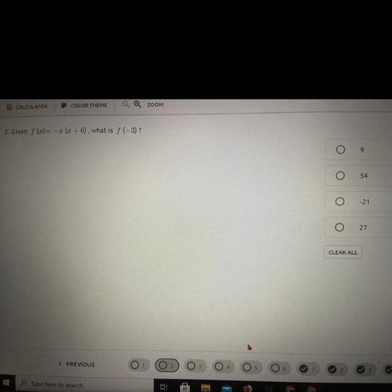 Given f (x)= -x (x + 6), what is f (-3)?-example-1