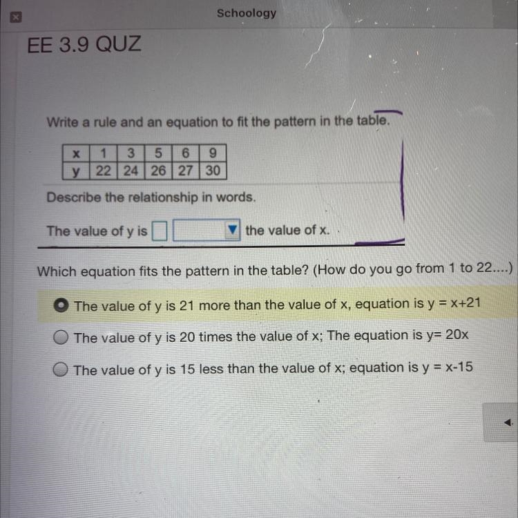 HELP ASAP!!! WHICH EQUATION FITS THE PATTERN IN THE TABLE HOW DO YOU GO FROM 1 TO-example-1