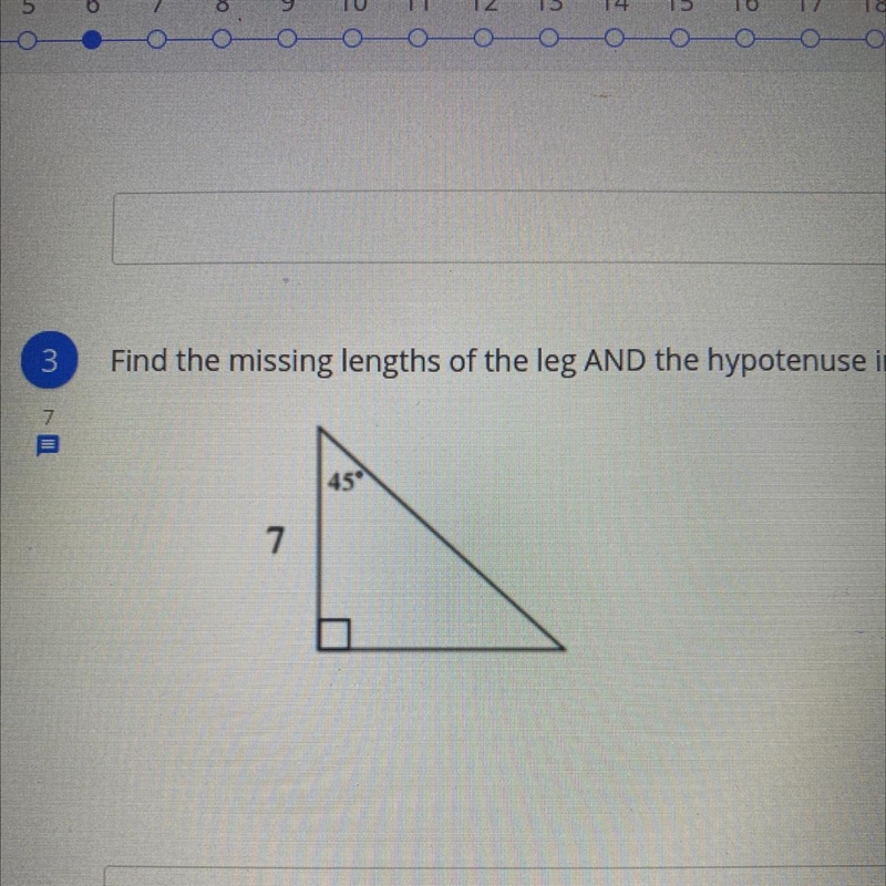 Find the missing lengths of the leg AND the hypotenuse in simpilest radical form.-example-1