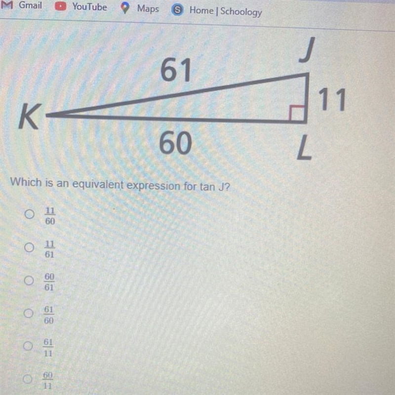 Which is an equivalent expression for tan J?-example-1