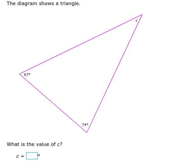 The diagram shows a triangle. What is the value of c?-example-1