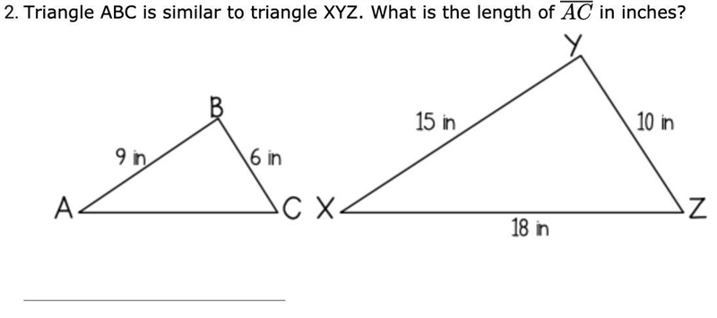 I need help on this question: Triangle ABC is similar to triangle XYZ. What is the-example-1