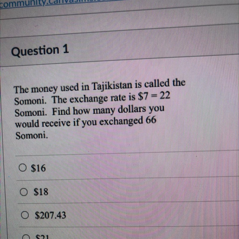 The money used in Tajikistan is called the Somoni. The exchange rate is $7 = 22 Somoni-example-1