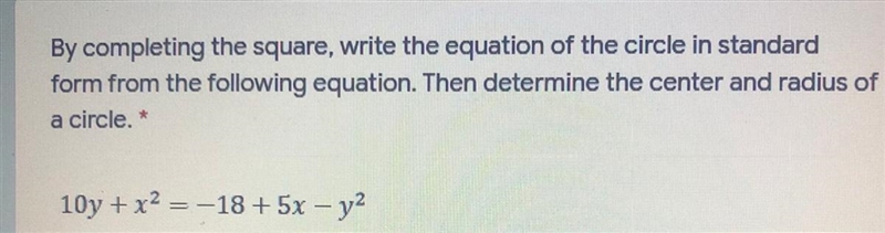 By using the equation below complete the square, write the equation of the circle-example-1