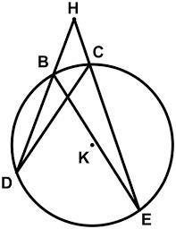 In circle K shown below, points B, C, D, and E lie on the circle with secants HBD-example-1