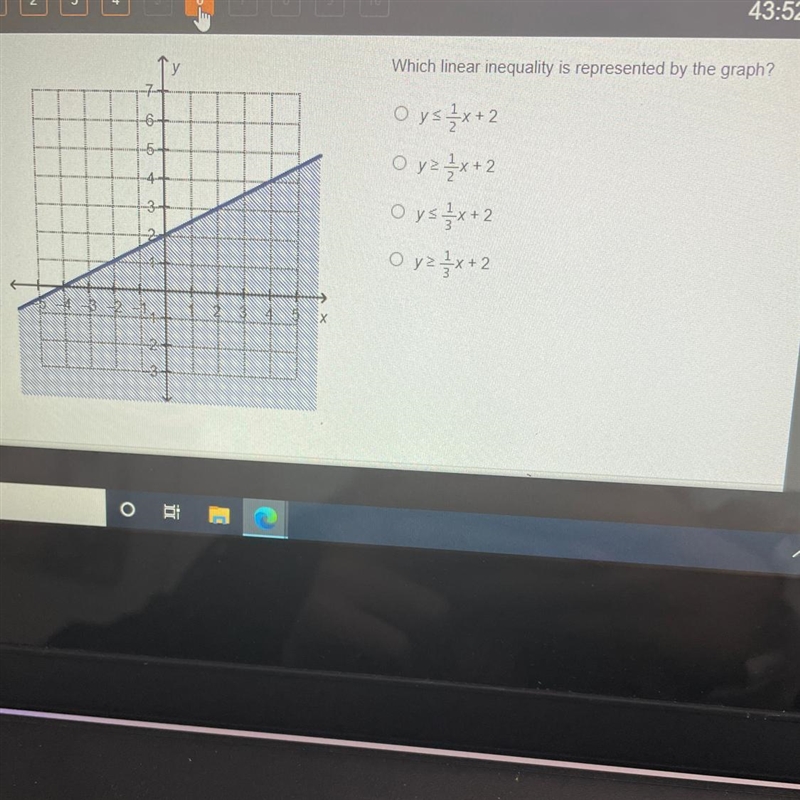 Which linear inequality is represented by the graph?-example-1