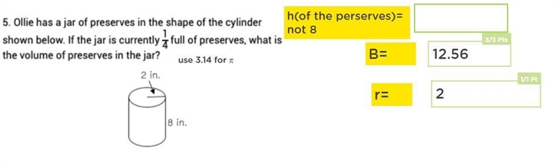 please help me and before you try to answer the height is not 8 in but the volume-example-1