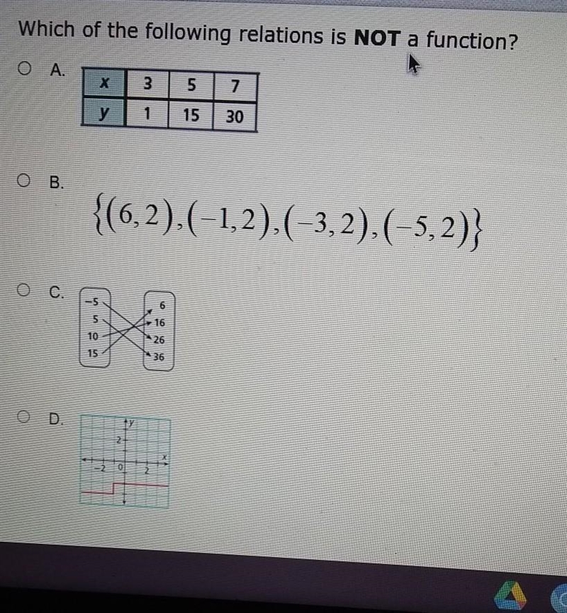 Which of the following is not a function​-example-1