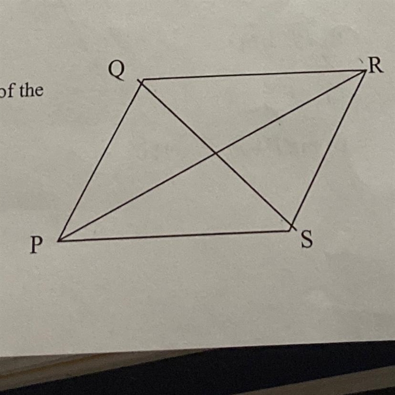 If PR = 5x – 3 and QS = 3x – 5 and QS == PR, what are the length of the diagonals-example-1