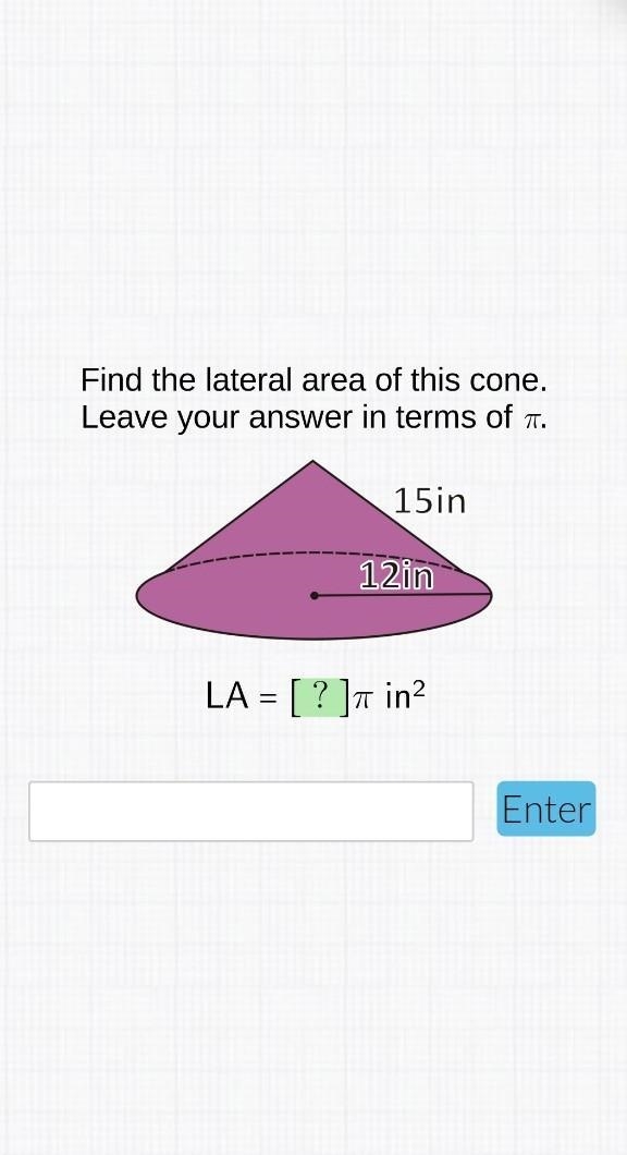 Find the lateral area of this cone​-example-1