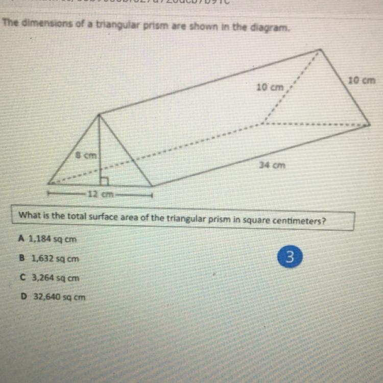 The dimensions of triangular prom are shown in the diagram 10 cm 10 cm cm 34 cm -12 cm-example-1