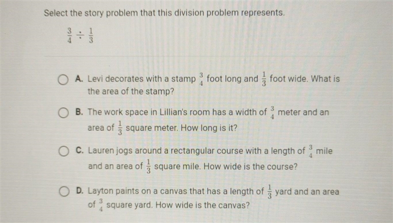 A. Levi decorates with a stamp foot long and į foot wide. What is the area of the-example-1