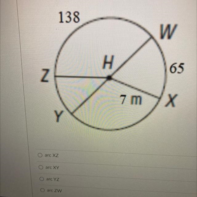 Name the minor arc with the measure of 42°-example-1