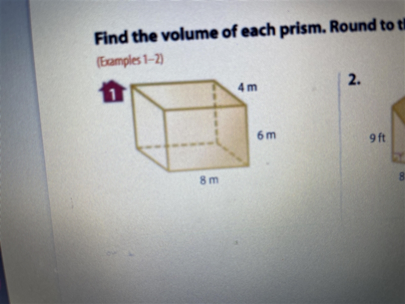 Find the volume of each prism. Round to the nearest tenth if necessary-example-1