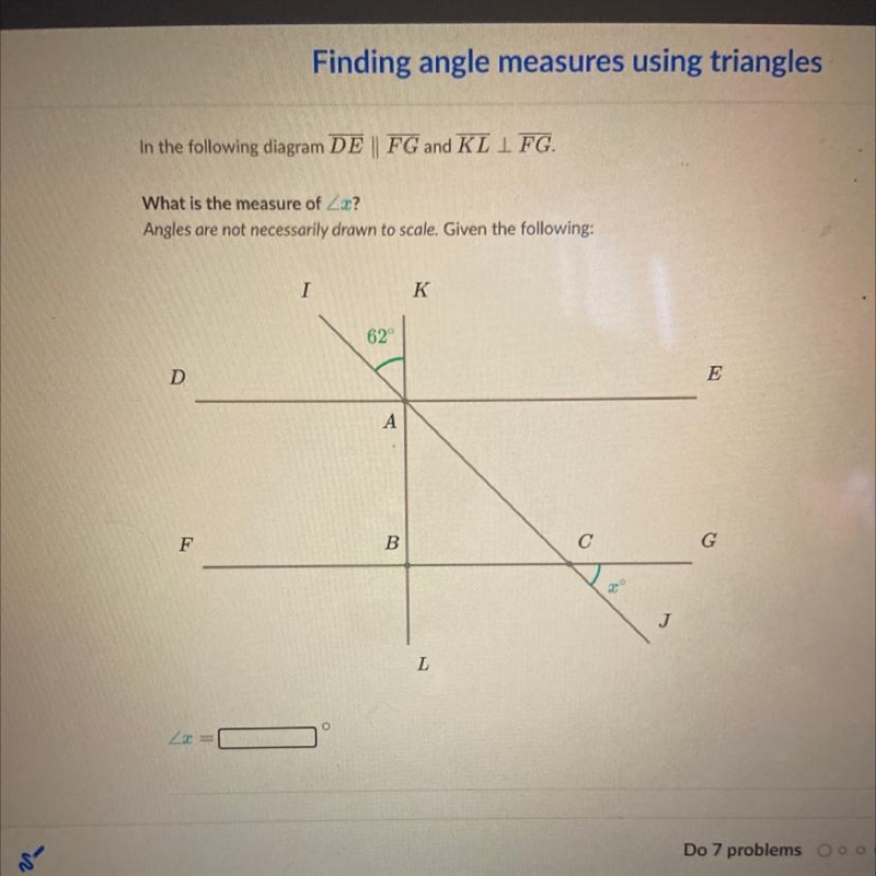 What is the measurement of angle x? PLEASEE HELP-example-1