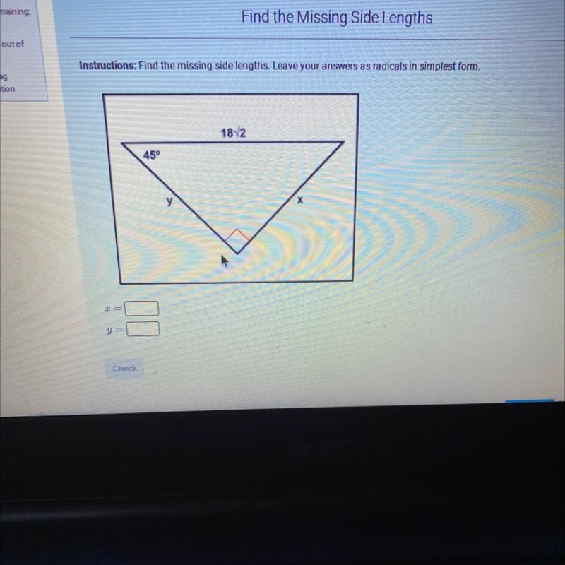 Find the missing side lengths-example-1