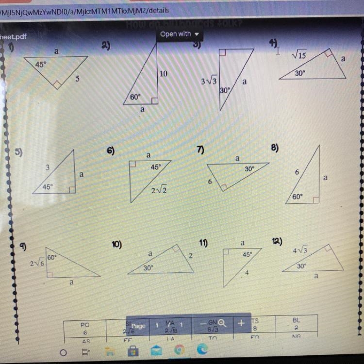 !!!!special right triangles help!!!! please i’ll do anything IM SO DESPERATE-example-1