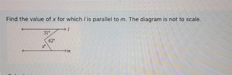 Find the value of x for which I is parallel to m. The diagram is not to scale.​-example-1