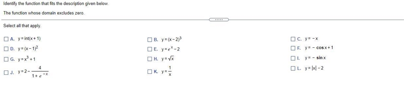 Which functions have zeroes in their domains? Need help ASAP. please and thank u :))))))-example-1