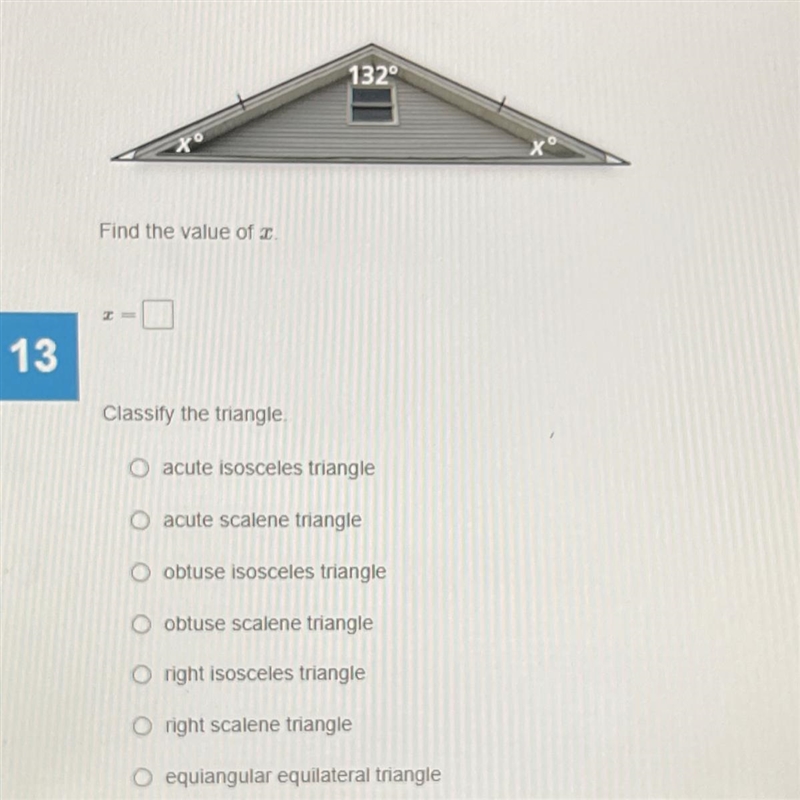 Find the value of x and classify the triangle plzzz-example-1