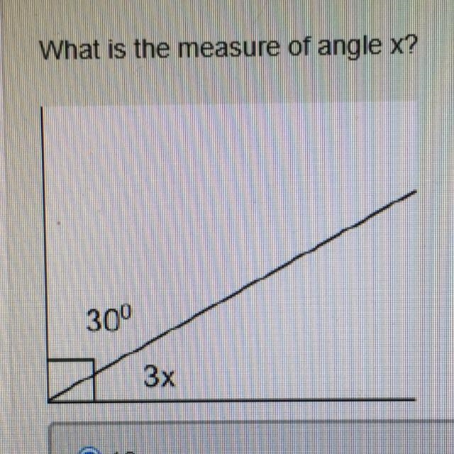 What is the measure of angle x? 10 20 30 40-example-1