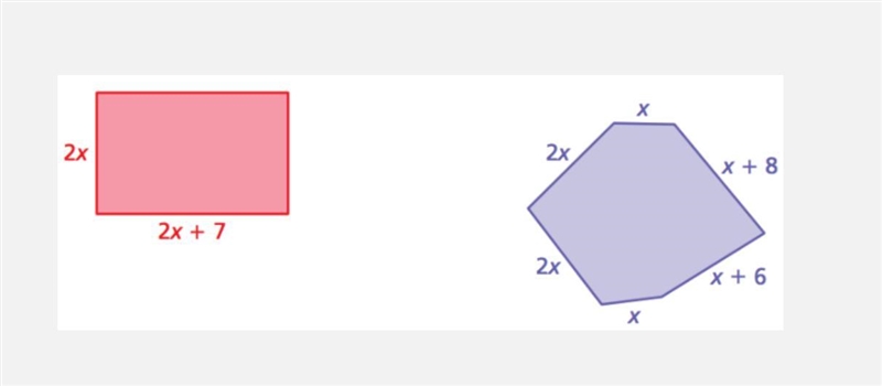 Write and simplify an expression for the difference between the perimeters of the-example-1