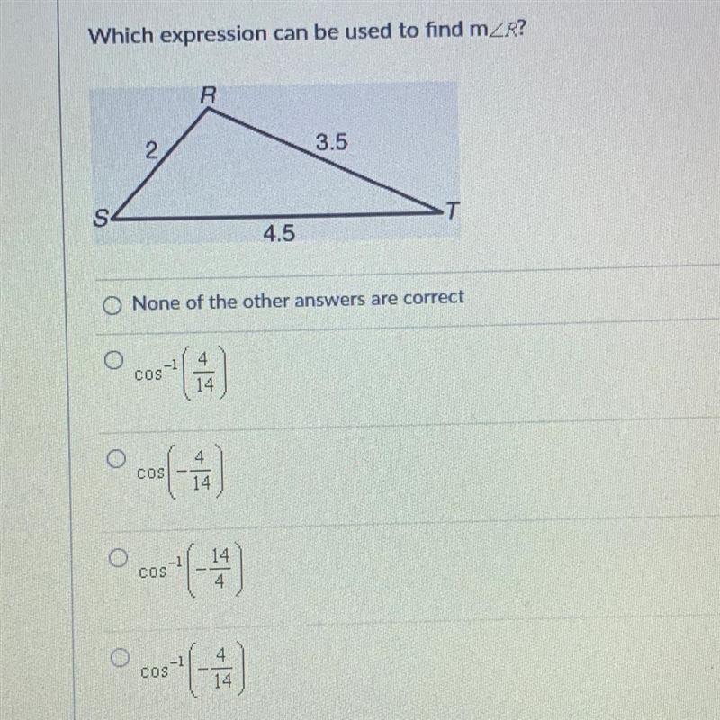 Which expression can be used to find measure angle R-example-1