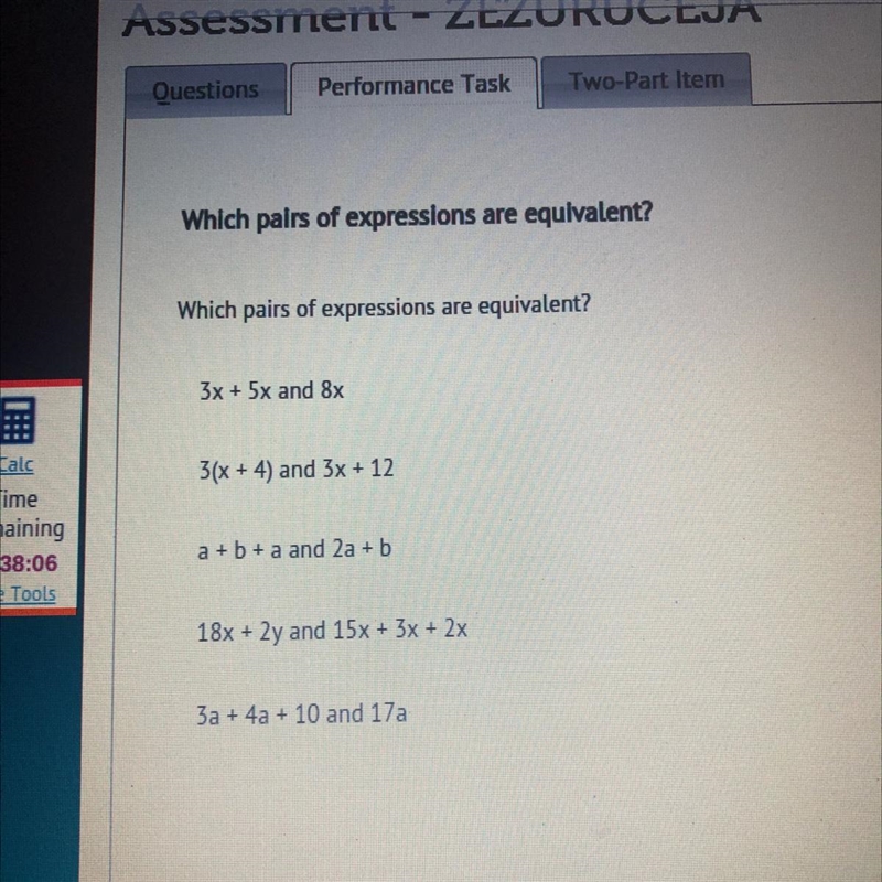 Which pairs of expressions are equivalent? Quick-example-1