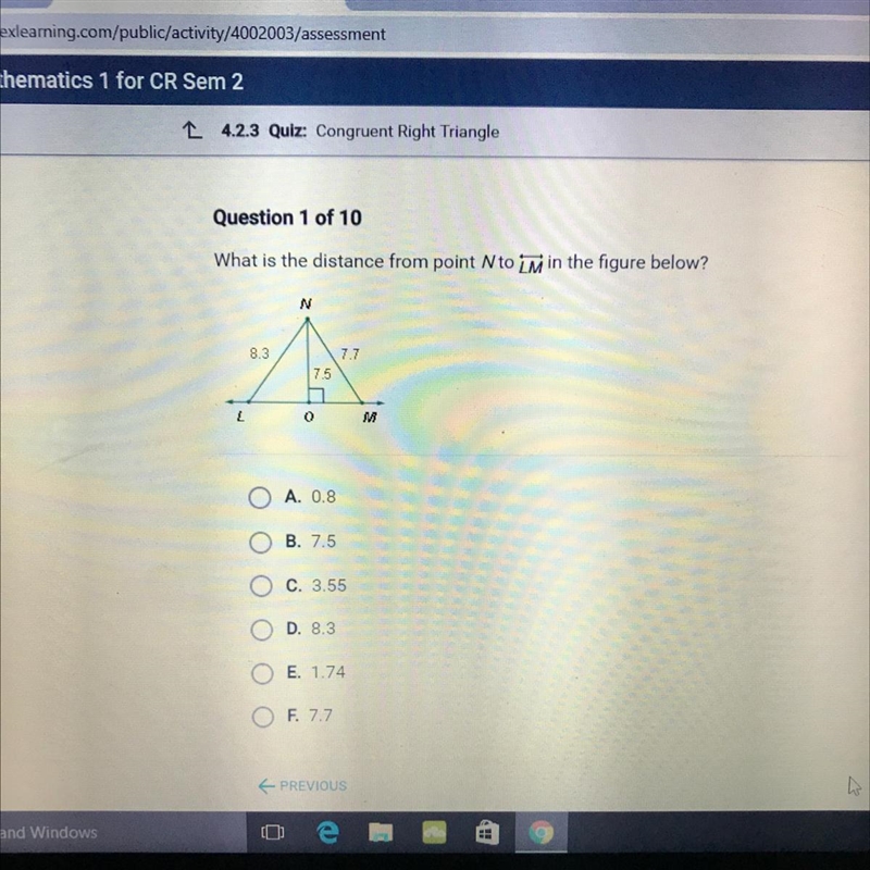 What is the distance from point N to LM in the figure below?-example-1