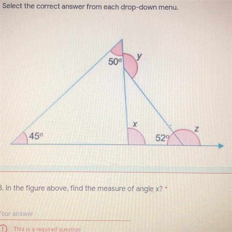 What is the measurement of angle X, angle Y, and angle Z?-example-1