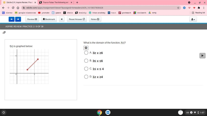 What is the domain of the function, f(x)?-example-1