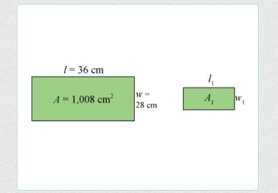 The smaller rectangle is a 1/2 scale drawing of the original figure. Use the drop-example-1