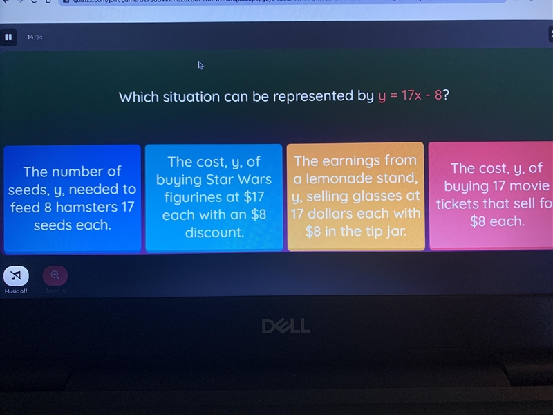 Which situation can be represented by y = 17x - 8-example-1