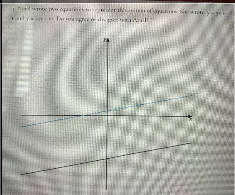 April wrote two equations to represent this system of equations. She wrote: y = 5x-example-1