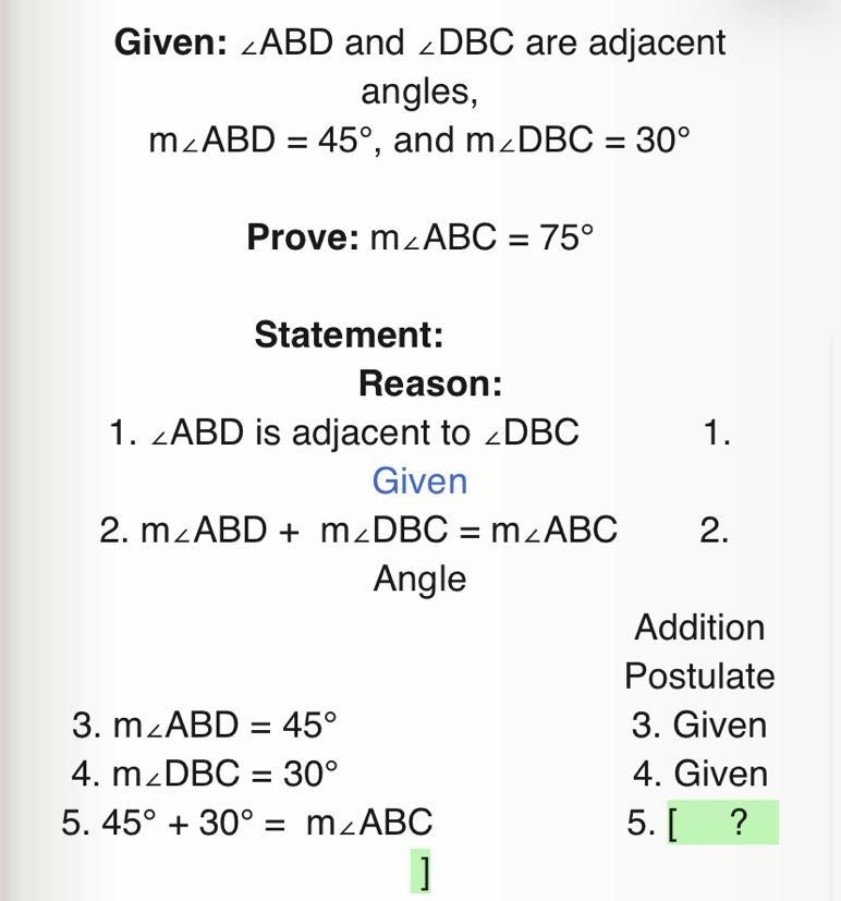 PLEASE HELP ASAP! Select the reason that best supports statement 5 in the given proof-example-1