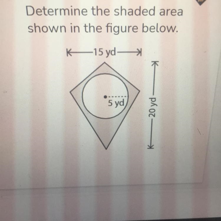 Determine the shaded area shown in the figure below.-example-1