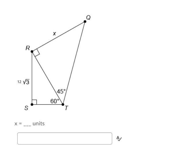 Can someone please help me?? as soon as possible! would really appreciate it x = ___ units-example-1