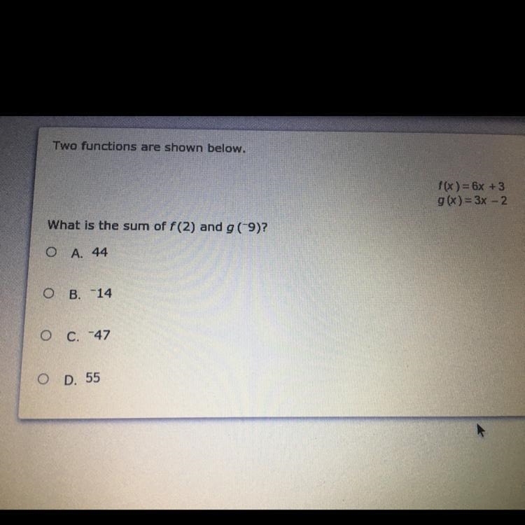 F(x) = 6x + 3 g(x) = 3x - 2 help ASAP PLS-example-1