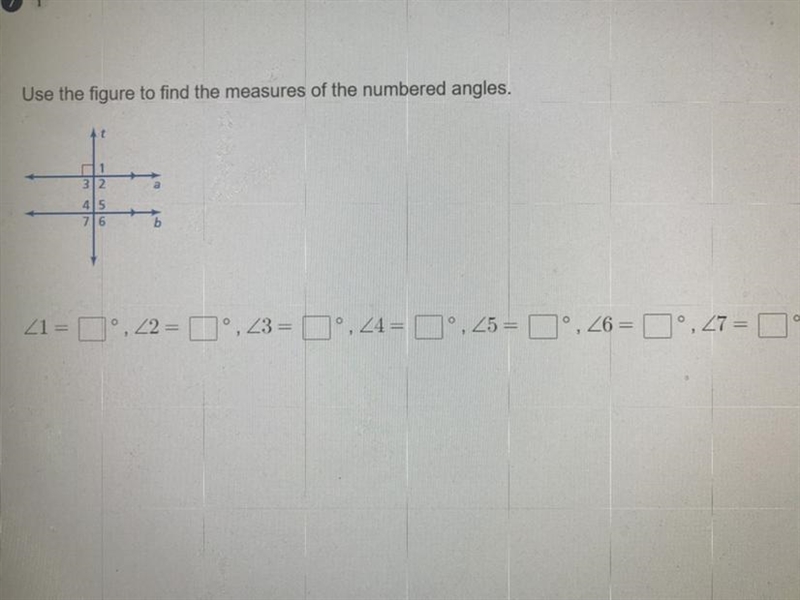 Use the figure to find the measures of the numbered angles. PLZZZ HELPPPP-example-1