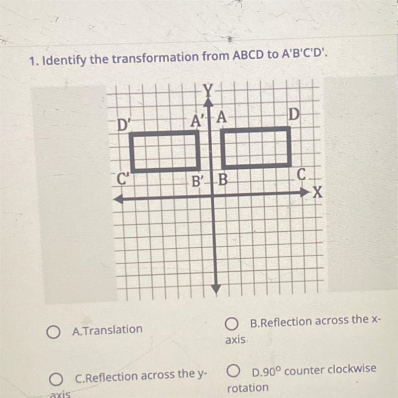 Identify the transformation from ABCD to A'B'C'D'.-example-1