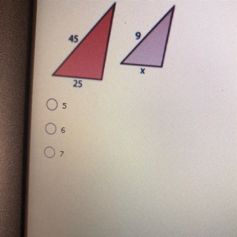 The following two triangles are similar find x-example-1