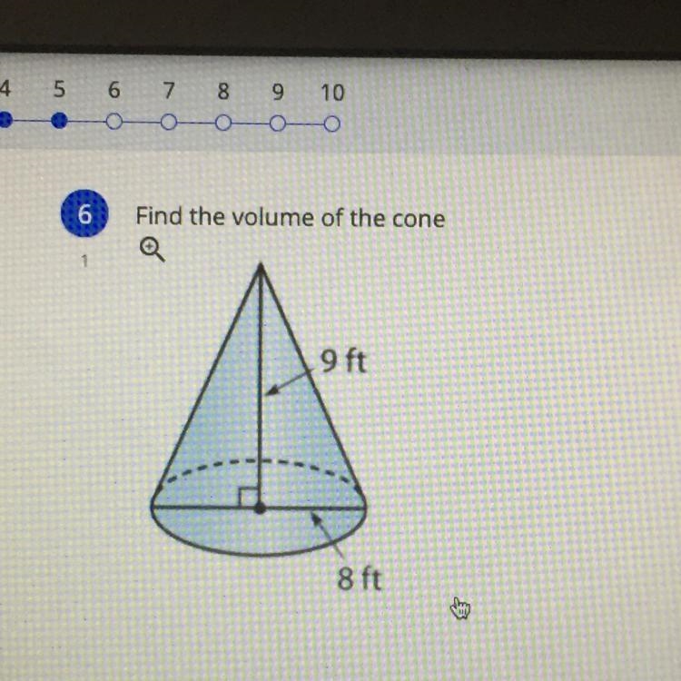 Find the volume of the cone--example-1