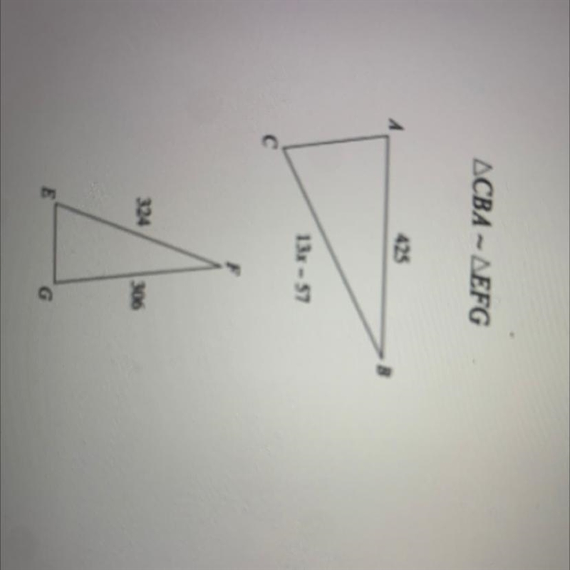 The triangles indicated are similar. Solve for x.-example-1