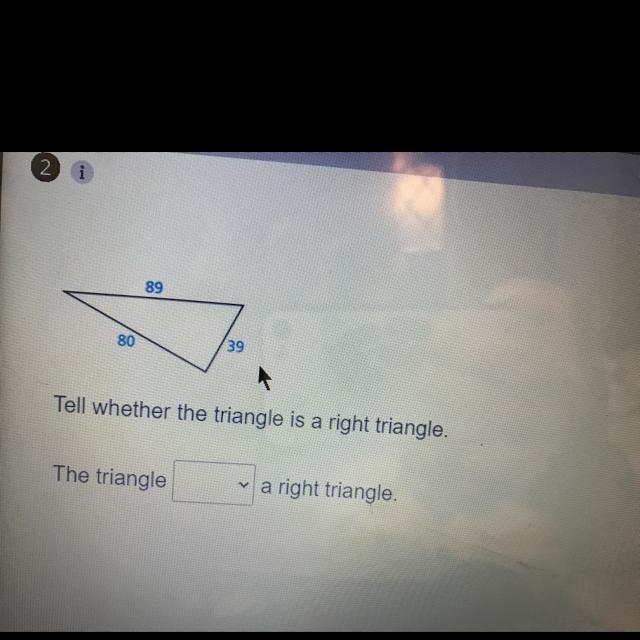 Tell whether the triangle is right or not-example-1