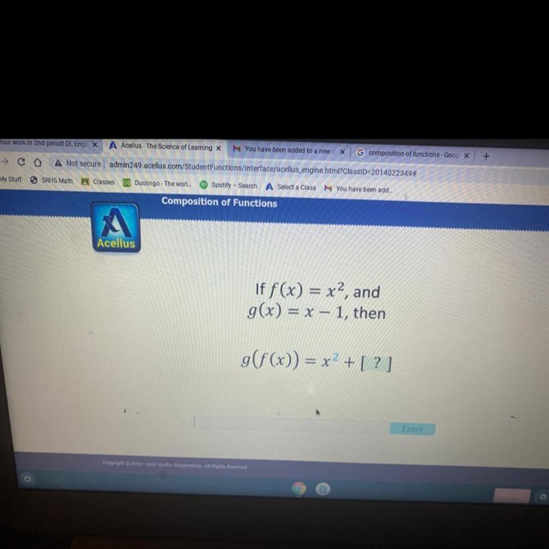 If f(x) = x2, and g(x) = x – 1, then g(f(x))= x^2 + ?-example-1