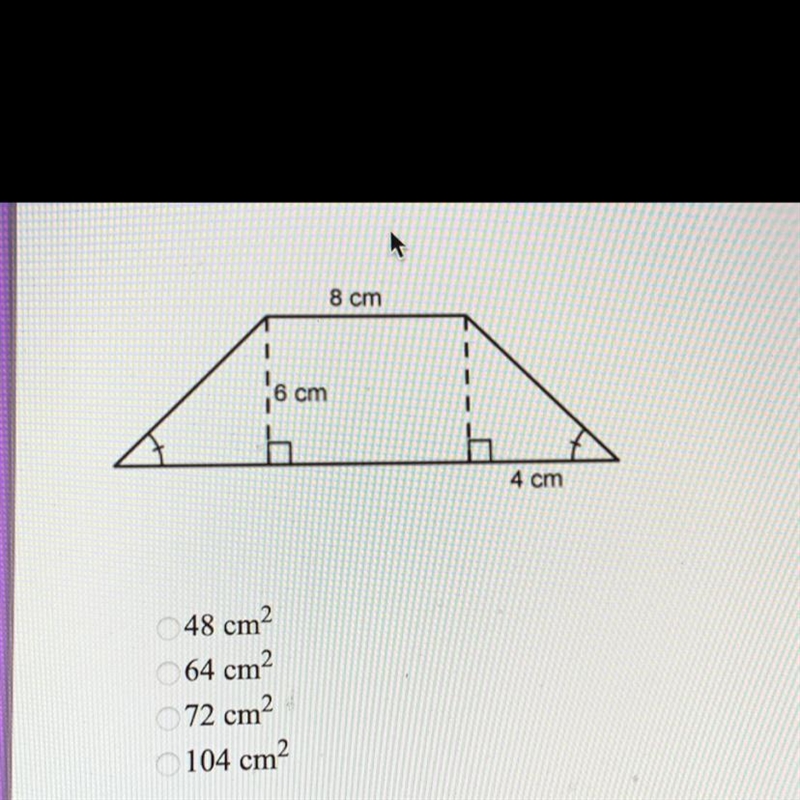 1. What is the area of the trapezoid? The diagram is not drawn to scale.-example-1