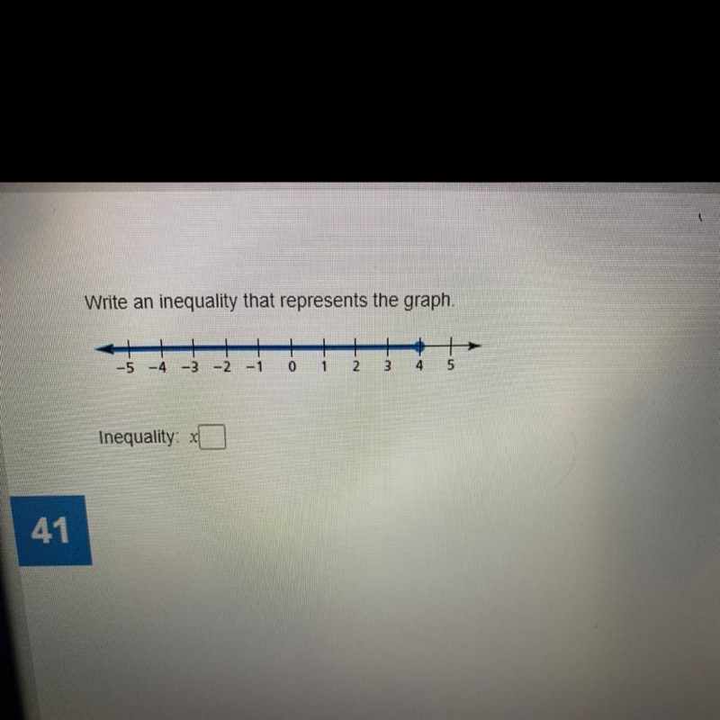 Write an inequality that represents the graph-example-1