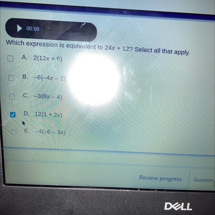 Which expression is equivalent to 24X +12 select all that apply￼ HURRY I NEED TO TURN-example-1